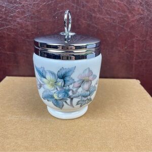 Royal Worcester “Woodland” Egg Coddler True Porcelain w/Silver Lid